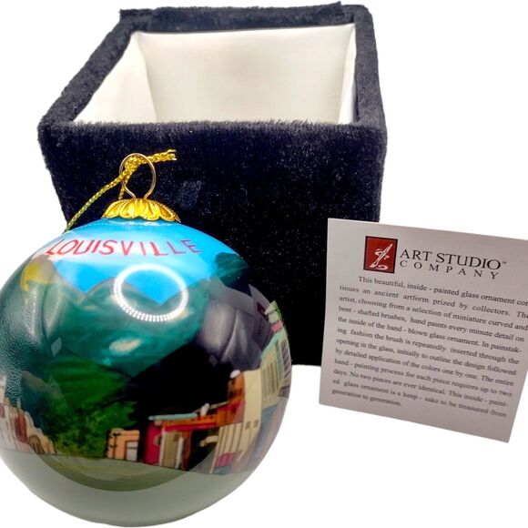 Vintage Louisville Reverse Painted Blown Glass Ball Ornament Art Studio Company - Picture 2 of 16